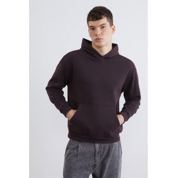 Hanorac slim fit cu buzunar kangaroo - Violet tyrian