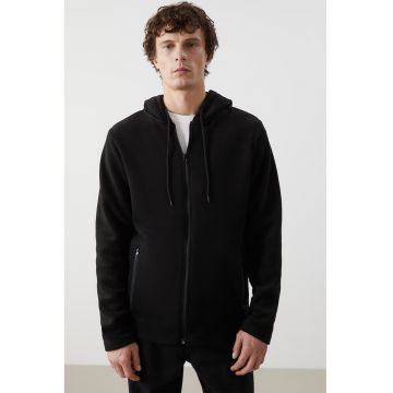 Hanorac uni cu fermoar - Negru