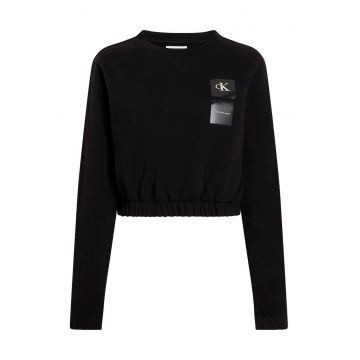 Bluza crop de trening din amestec de bumbac organic - Negru