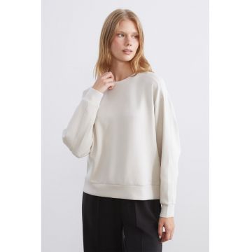 Bluza de trening cu croiala lejera si decolteu la baza gatului - Alb murdar
