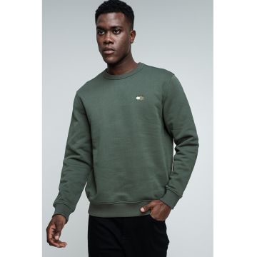 Bluza de trening cu decolteu la baza gatului si logo - Verde pal