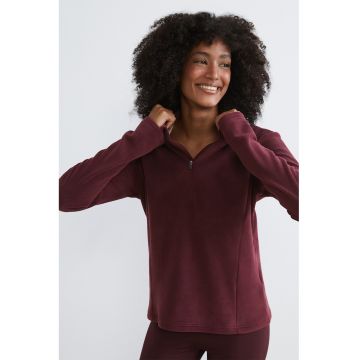 Bluza de trening cu fenta cu fermoar - Visiniu