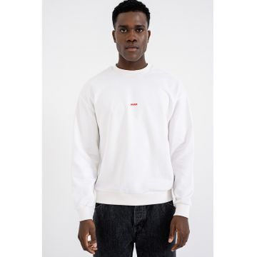 Bluza de trening cu maneci cazute si imprimeu pe partea din spate - Negru stins/Alb optic