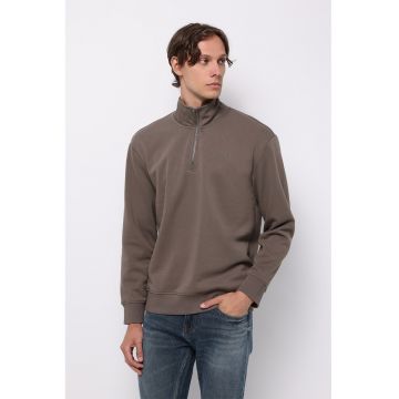 Bluza de trening din amestec de bumbac cu fenta cu fermoar - Maro