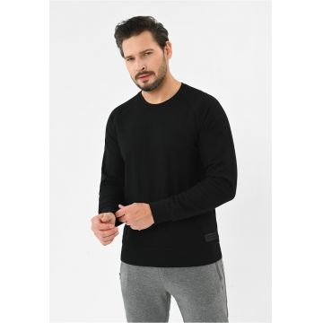 Bluza de trening din bumbac cu textura -  B-Lion - negru - Negru