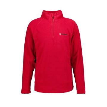 Bluza de trening din material fleece cu guler cu fermoar scurt - Rosu