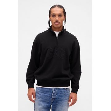 Bluza de trening lejera cu fenta cu fermoar - Negru