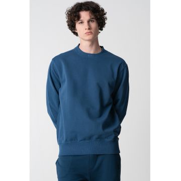 Bluza de trening lejera cu logo brodat discret - Albastru petrol