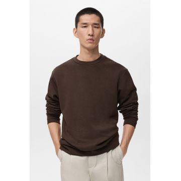 Bluza uni de trening cu decolteu la baza gatului - Maro inchis/Maro