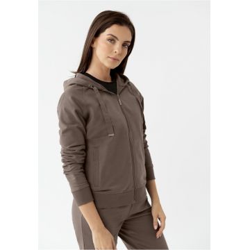 Hanorac clasic pentru femei - cu fermoar -  B-Jokos - maro - Maro