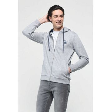Hanorac cu fermoar din amestec de bumbac - cu gluga si ajustare cu snur - HILGARD - Gri