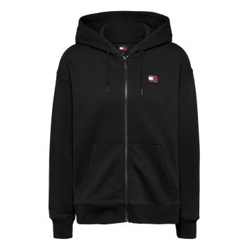 Hanorac cu fermoar si detalii logo - Negru