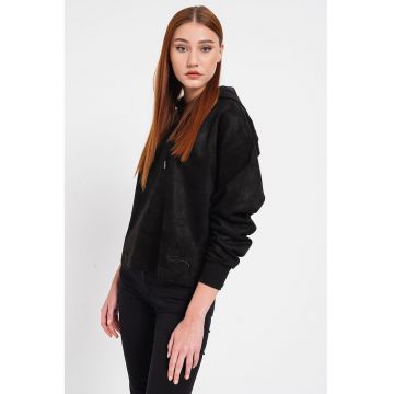 Hanorac cu logo brodat - Negru