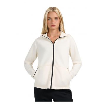 Hanorac dama  alb - gluga - 2 buzunare - poliester