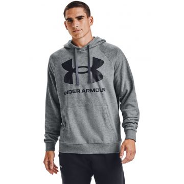 Hanorac din fleece cu imprimeu logo si maneci raglan - pentru fitness Rival - Negru/Gri melange