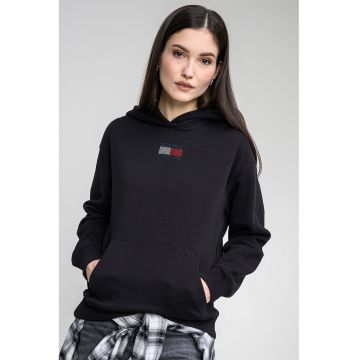 Hanorac lejer cu buzunar kangaroo - Negru