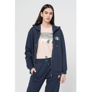 Hanorac lejer din bumbac cu fermoar - Bleumarin