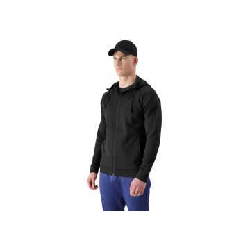 Hanorac sport barbati  FNK M512 - negru - poliester - cu gluga si 2 buzunare -