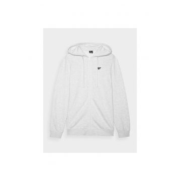 Hanorac sport barbati  gri - bumbac si poliester - cu gluga si fermoar