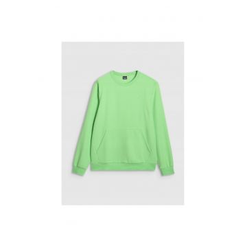 Hanorac sport barbati  verde - bumbac - fara fermoar si gluga - croiala normala -