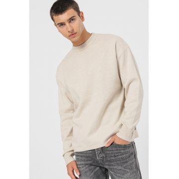 Hanorac uni cu decolteu la baza gatului - Bej melange