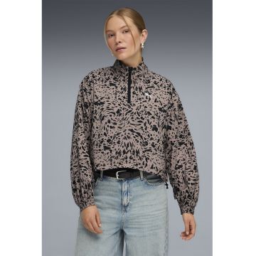 Bluza de trening cu animal print Essentials - Negru/Roz prafuit