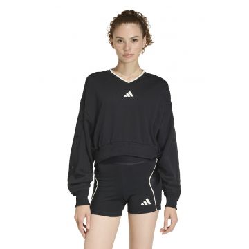 Bluza de trening cu croiala crop si decolteu in V Stadium - Alb/Negru