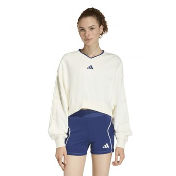 Bluza de trening cu croiala crop si decolteu in V Stadium - Crem/Bleumarin