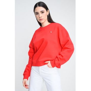 Bluza de trening cu croiala lejera si maneci cazute - Rosu vermillion