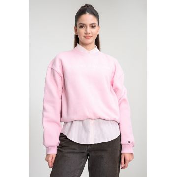 Bluza de trening cu croiala regular-fit si logo - Roz