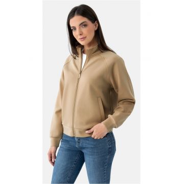 Bluza de trening cu fermoar - cu guler inalt -  B-Elia - camel - Bej