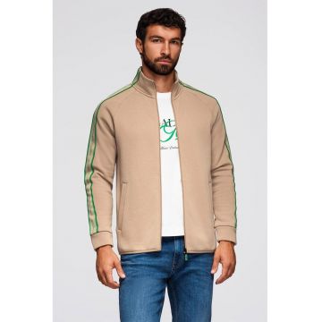 Bluza de trening cu fermoar si buzunare laterale - Bej