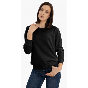 Bluza de trening cu inscriptie brodata pe piept - Regular Fit -  B-Glow - negru - Negru