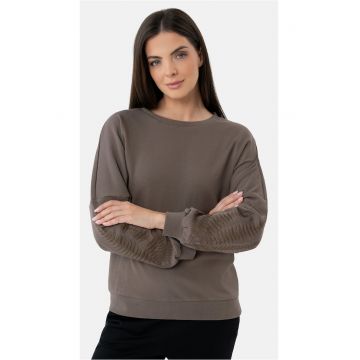 Bluza de trening cu maneci si model floral - Comfort Fit -  B-Sepia - maro - Maro