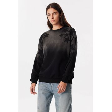 Bluza de trening cu model cu stele si maneci cazute - Negru/Gri