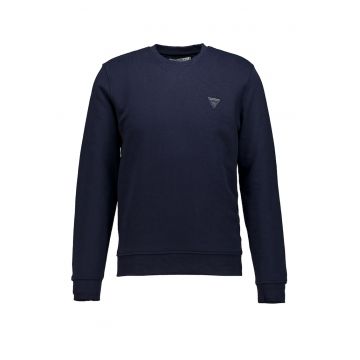 Bluza de trening din amestec de bumbac cu decolteu la baza gatului - Albastru ultramarin