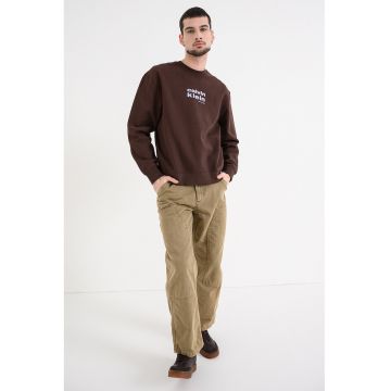 Bluza de trening din amestec de bumbac cu imprimeu logo - Maro