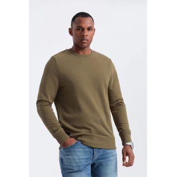 Bluza de trening din bumbac cu model uni - Verde masliniu