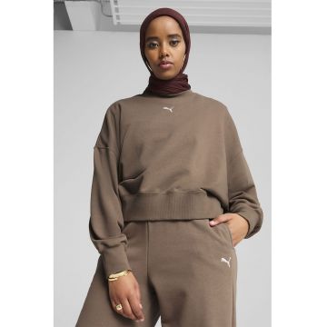 Bluza de trening supradimensionata din amestec de bumbac - Maro camel