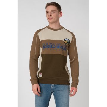 Bluza sport cu model colorblock Bishop - Verde militar/Verde feriga/Albastru -