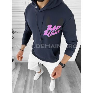 Hanorac barbati bleumarin cu imprimeu pe spate slim fit  CU MIC DEFECT DEFK082 O3-1.2