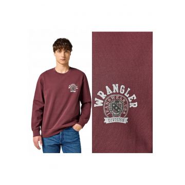 Hanorac Barbati -  Crewneck Regular Fit - Decolteu Rotund - Fara Buzunare - Maneci Lungi - Bumbac - Fara Inchidere - Rosu
