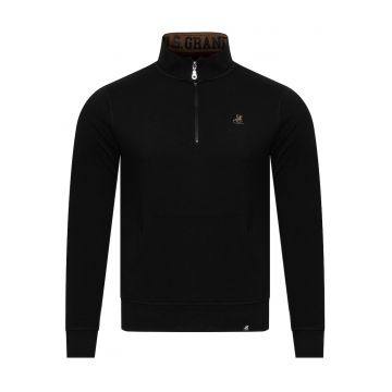 Hanorac barbati -  cu fermoar pe jumatate - negru -