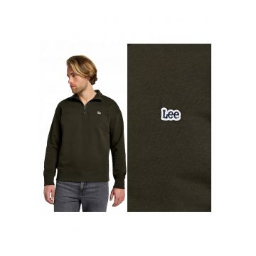 Hanorac Barbati -  Half Zip Sws - Regular Fit - Design Clasic - Cu Logo - Maneci Lungi - Guler Inalt - Bumbac - S INTL - Verde