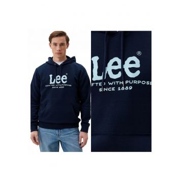 Hanorac Barbati -  Logo Hoodie Emperor - Regular Fit - Cu Gluga - 1 Buzunar - Maneci Lungi - Bumbac - Fara Inchidere - S INTL - Albastru