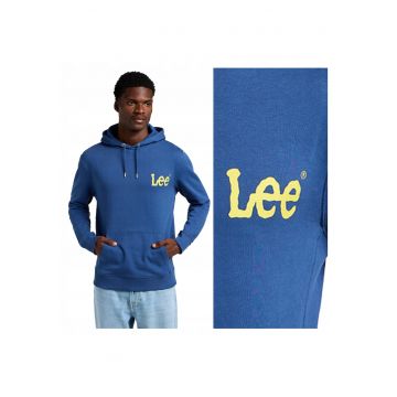 Hanorac Barbati -  Wobbly Hoodie - Regular Fit - Cu Gluga - 1 Buzunar - Maneci Lungi - Bumbac - Fara Inchidere - M INTL - Albastru