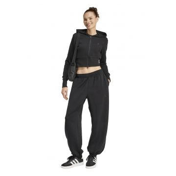 Hanorac crop cu logo - Negru
