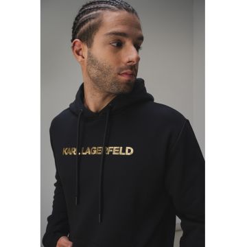 Hanorac cu buzunar kangaroo si logo - Auriu/Negru