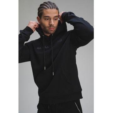 Hanorac cu buzunar kangaroo si logo - Negru