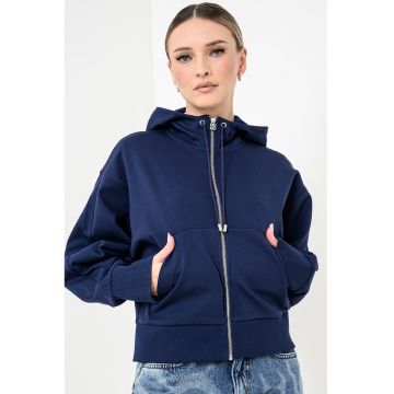 Hanorac cu fermoar si guler inalt Dumanji - Albastru indigo